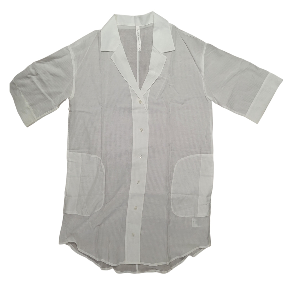 Babaton The Group Sheer White Button Down Tee